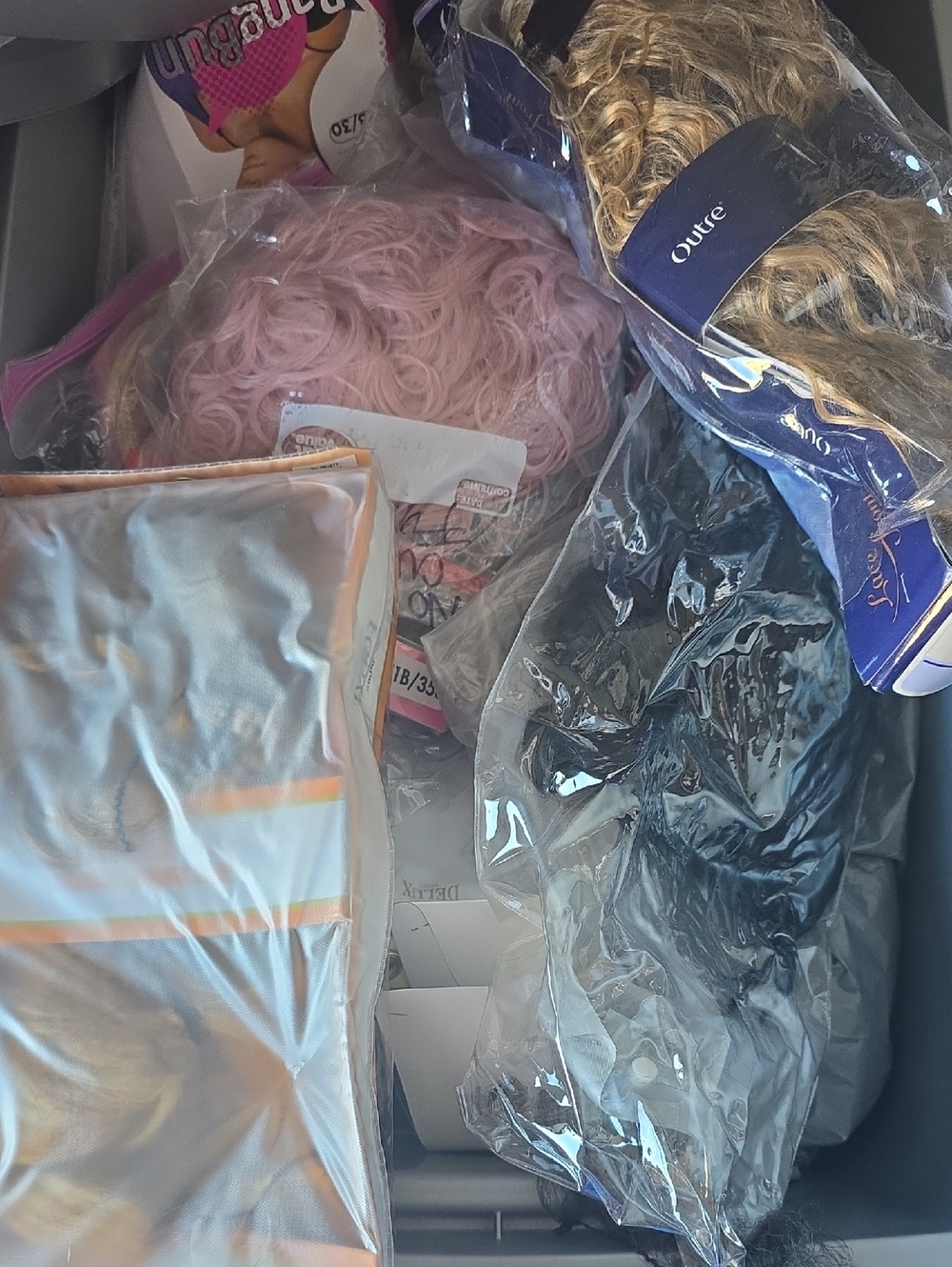 10 Assorted Wig Lot – Pink, Blonde, Black, Mixed Colors And Designs/Brands